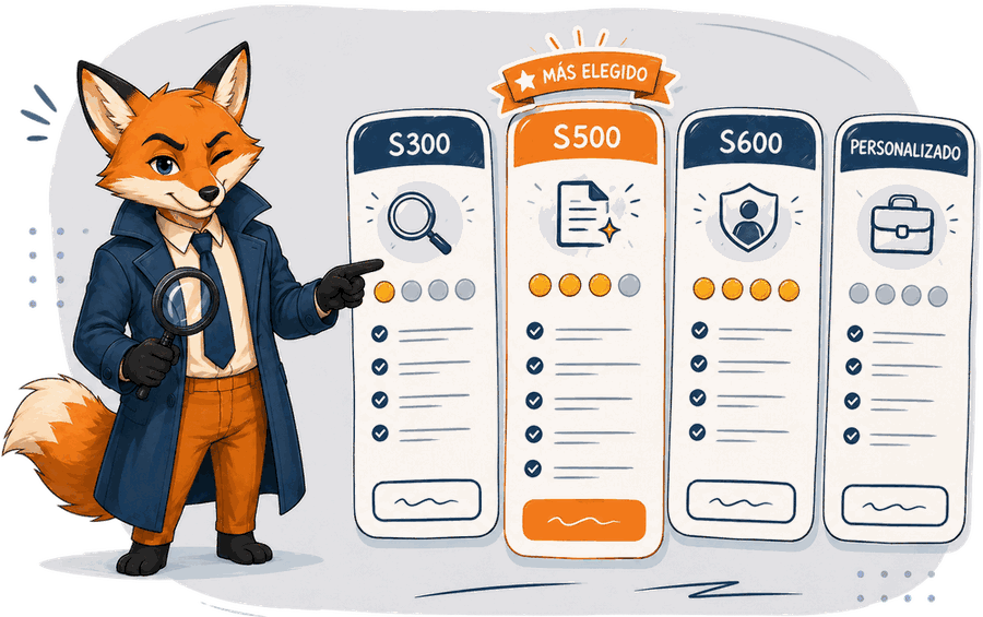 Zorro detective de tengounjuicio.com señalando los planes de monitoreo para empresas